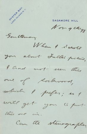 Lot #47 Theodore Roosevelt: On his preferred portrait: 