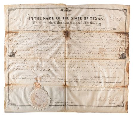 Lot #297 Texas: A. C. Horton and Elisha M. Pease Signed Documents - Image 1