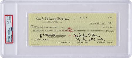 Lot #214 John DeLorean Check - Image 1