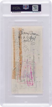 Lot #732 Lenny Bruce: Rare triple-signed check using his stage and legal names: 