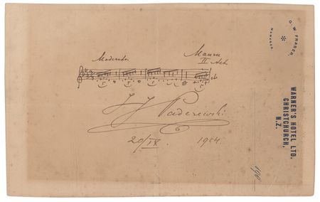 Lot #561 Ignace J. Paderewski Signed Musical Quote - Image 1