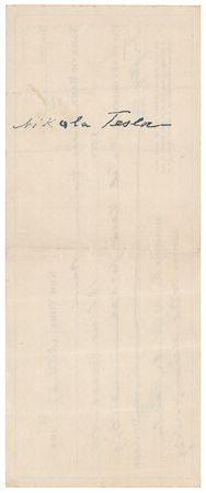 Lot #170 Nikola Tesla: Incredibly rare twice-signed Nikola Tesla check, paid to the Hotel New Yorker—quite possibly the last check he ever wrote - Image 2