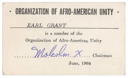 Lot #12 Malcolm X: As its founder, Malcolm X signs