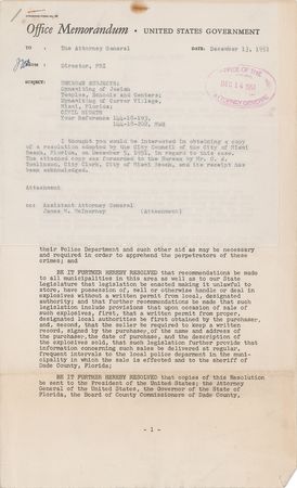 Lot #8 J. Edgar Hoover: FBI memo on bombings in