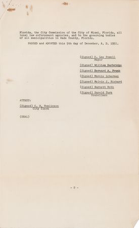 Lot #8 J. Edgar Hoover: FBI memo on bombings in Miami amidst escalating mob violence in 1951, initialed by J. Edgar Hoover - Image 3