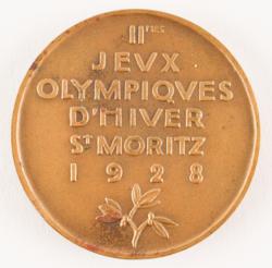 Lot #7029  St. Moritz 1928 Winter Olympics Bronze Participation Medal - Image 1