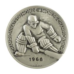 Lot #7083  Grenoble 1968 Hockey World Championships Silver Winner's Medal - Image 1