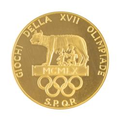 Lot #7070 Tug Wilson's Rome 1960 Summer Olympics Gold Olympiade Medal - Image 1