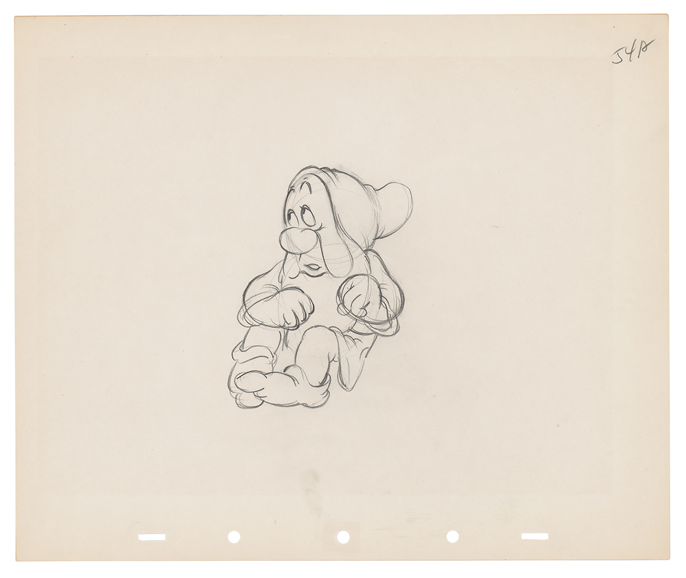 Sneezy production drawing from Snow White and the Seven Dwarfs