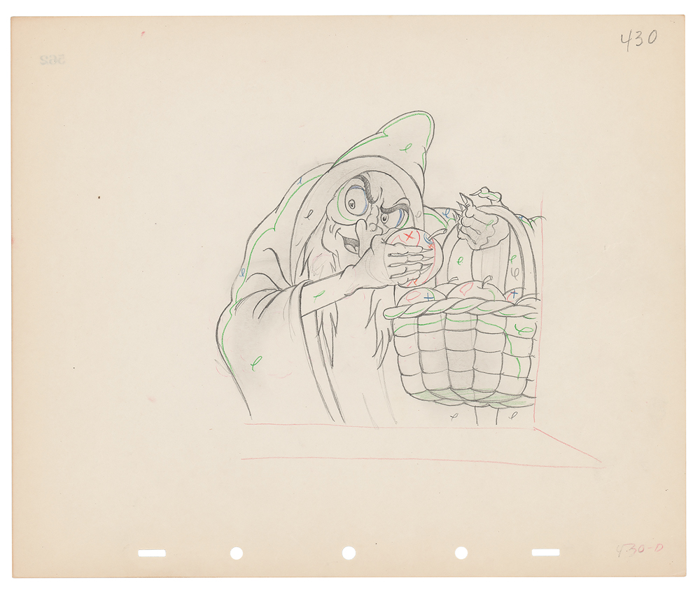 Wicked Witch production drawing from Snow White and the Seven Dwarfs