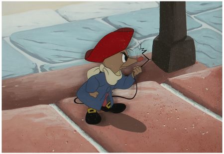 Lot #529 Amos production cel and custom background set-up from Ben and Me Production Cel - Image 1