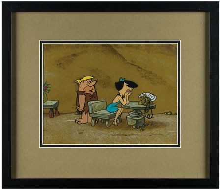 Lot #560 Barney and Betty Rubble key master background set-up from The Flintstones: Rare key master set-up from The Flintstones' second season - Image 2