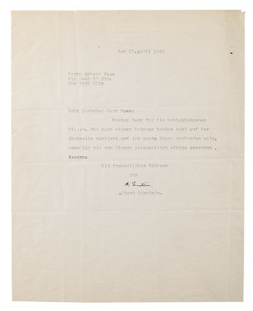Lot #19 Albert Einstein: Many thanks for the well