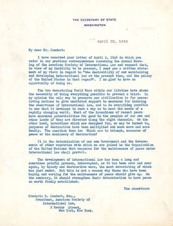 Lot #6 James F. Byrnes: Poignant and lengthy