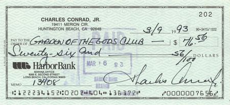 Lot #209 Charles Conrad Checks - Image 2
