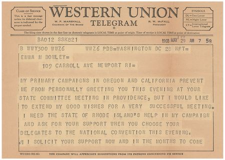 Lot #89 Robert F. Kennedy Telegram - Image 1