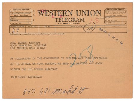 Lot #91 Robert F. Kennedy Assassination Telegrams - Image 3