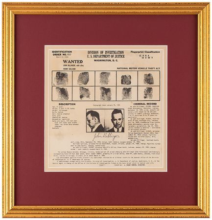 Lot #35 John Dillinger Wanted Poster
