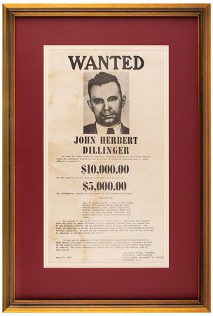Lot #34 John Dillinger Wanted Poster