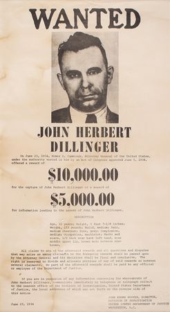 Lot #34 John Dillinger Wanted Poster - Image 2