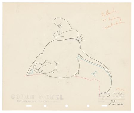 Lot #594 Dumbo and bubbles (4) production drawings from Dumbo Production Drawings - Image 2