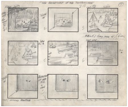 Lot #559 Jonny Quest complete storyboard from the episode The Werewolf of the Timberland Complete Storyboard - Image 1