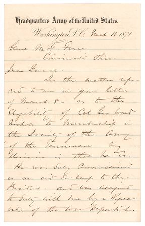 Lot #183 William T. Sherman: Sherman constructs the 