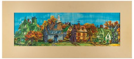 Lot #544 Walt Peregoy hand-painted pan production background from 101 Dalmatians Hand-Painted Pan Production Background - Image 1