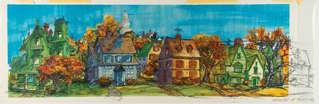 Lot #544 Walt Peregoy hand-painted pan production background from 101 Dalmatians Hand-Painted Pan Production Background - Image 2