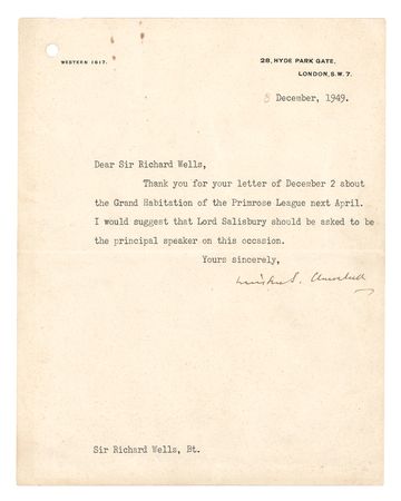 Lot #25 Winston Churchill Typed Letter Signed