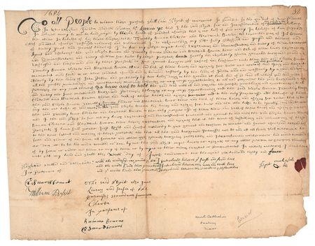 Lot #9 Native American: Cape Cod: Rare Indian land deed from 1684?colonists buy property on Cape Cod - Image 1