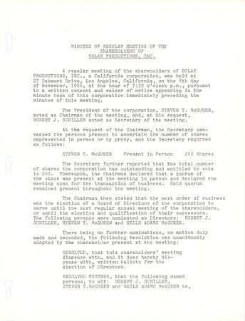 Lot #420 Steve McQueen Signed Document - Image 1