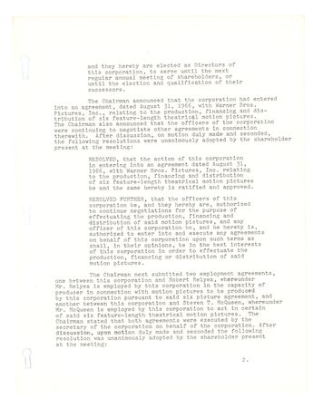 Lot #420 Steve McQueen Signed Document - Image 2