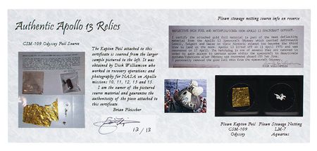 Lot #199 Apollo 13 Flown Artifacts - Image 1
