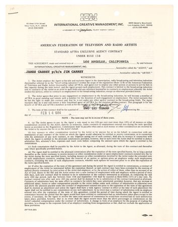 Lot #434 Jim Carrey Signed Document - Image 1