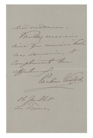 Lot #311 Pauline Viardot Handwritten Letter Signed - Image 3