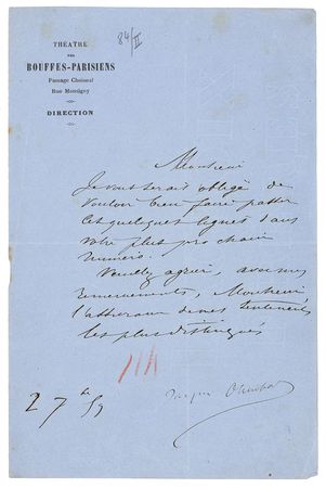 Lot #309 Jacques Offenbach Signed Letter - Image 2