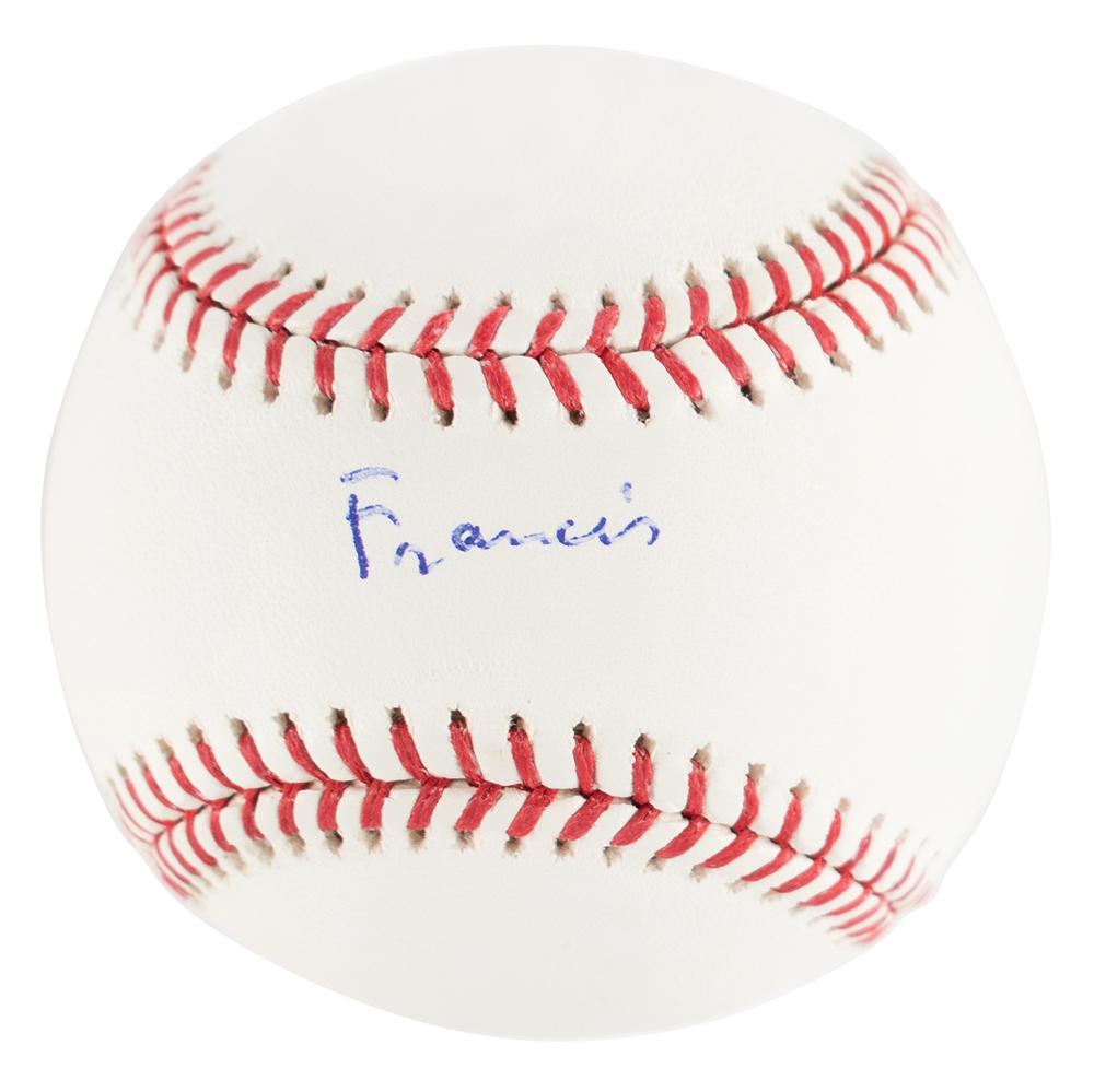 Lot 193 Pope Francis: Rare baseball autographed by Pope Francis, with photographic evidence of the pontiff's signing!