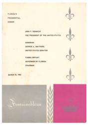 Lot #122 John F. Kennedy Florida Dinner Menu Menu - Image 1