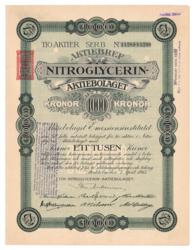 Lot #190 Nobel: Nitroglycerin Aktiebolaget Stock Certificate Document - Image 1