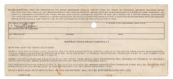 Lot #634 Bob Dylan: In the wake of his storied motorcycle accident, Dylan applies for the ?Replacement of Lost, Mutilated or Destroyed Registration Items? - Image 1