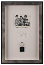 Lot #616 Beatles: Fabulous Beatles display with a multi-signed 1963 fan club promo card and a Lennon signature from St. Moritz, where he composed 'Norwegian Wood' - Image 1