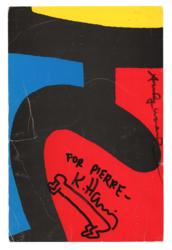 Lot #368 Keith Haring and Andy Warhol: Unique piece from two important artists—Shafrazi Gallery exhibition announcement signed by Haring and Warhol - Image 1