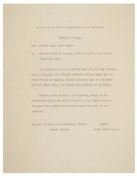 Lot #271 Gamal Abdel Nasser: Prime Minister Nasser awards USAF General Nathan Twining the 