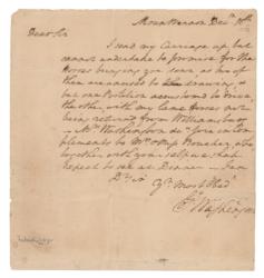Lot #1 George Washington: Handwritten letter by George Washington, inviting a prominent Southern Loyalist to dinner before the Revolution - Image 1