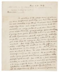 Lot #5 James Monroe: Handwritten letter from President Monroe regarding the worrisome conduct of a young man: 