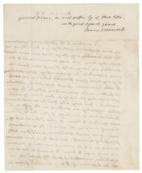 Lot #5 James Monroe: Handwritten letter from President Monroe regarding the worrisome conduct of a young man: 