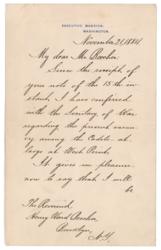 Lot #62 Chester A. Arthur: At behest of Rev. Henry Ward Beecher, President Arthur fills a vacancy at West Point - Image 1