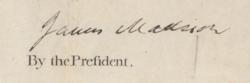 Lot #4 James Madison: Scarce unissued ship's pass signed by President Madison - Image 2