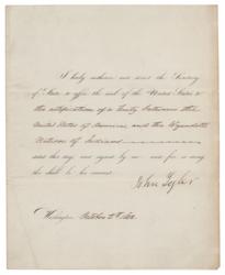 Lot #13 John Tyler: President Tyler ratifies a